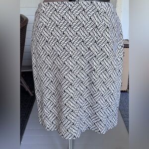 Talbots Black & White Nautical Woven Rope Plaid Geometric Stretch Skirt 14 WP
